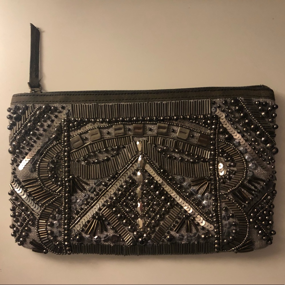 Anthropologie metallic clutch purse